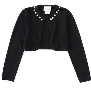 Sweet Charmers Big Girls 8 Long-Sleeve Faux-Pearl-Trimmed Cardigan - M